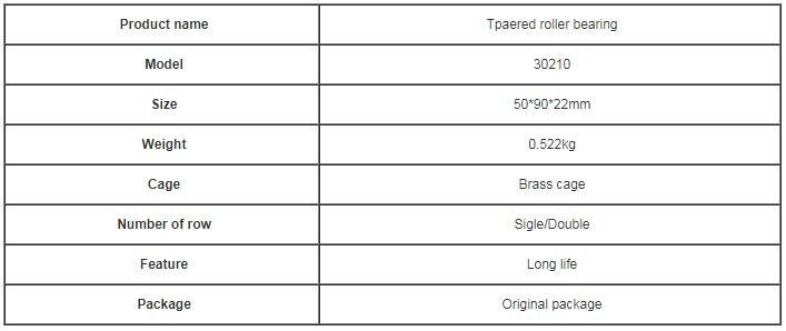 Подшипник ролика 30210 конусности на размер медицинских служб 50 * 90 * 22 mm